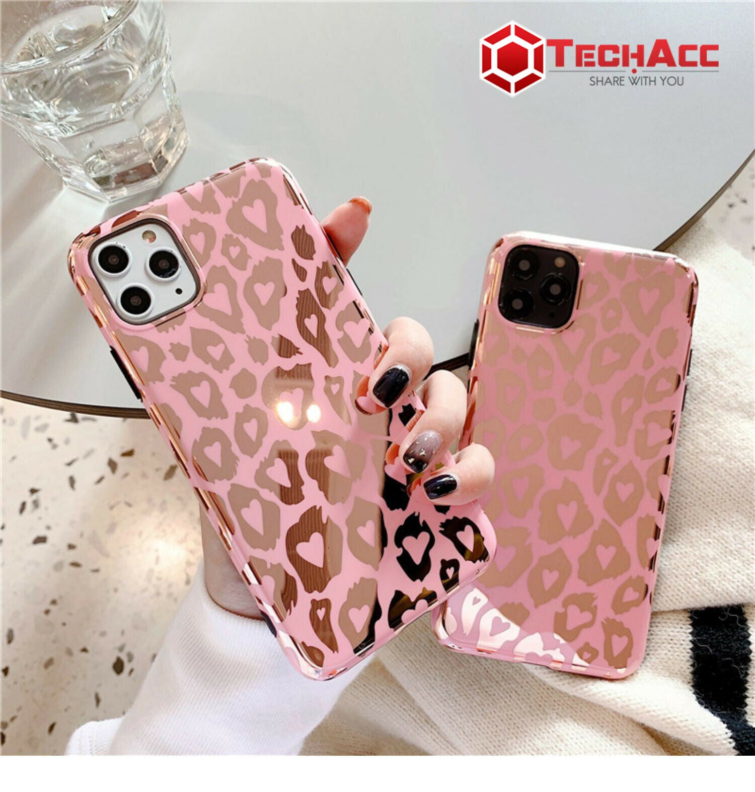 For iPhone 12 Pro Max leopard Clear Pink Panther Case Slim Shockproof Soft Cover