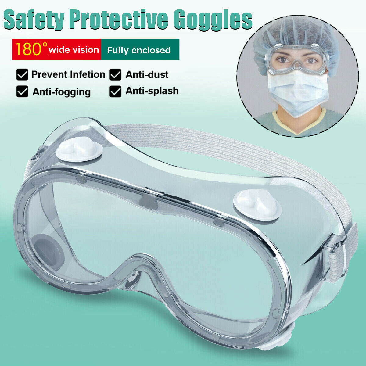 3 Packs Anti Fog Eye Protective Safety Goggles Lab Work Clear Goggles Glasses