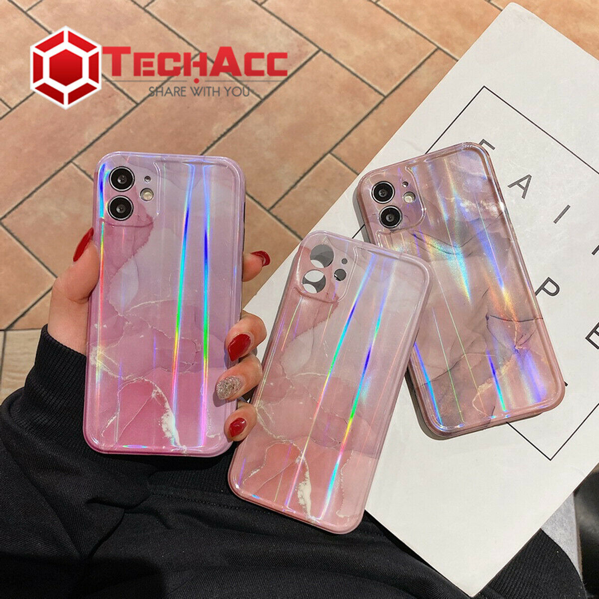 For iPhone 12 Pro Soft Slim Case Silicone Marble Shockproof Laser Clear Cover