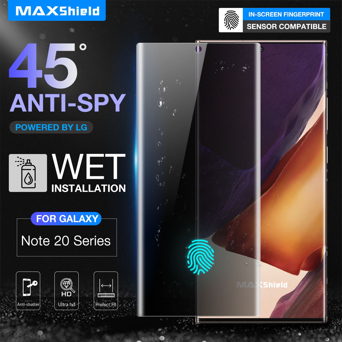 MAXSHIELD Anti Spy Privacy Film Screen Protector For Galaxy Note 20 Ultra 4G 5G