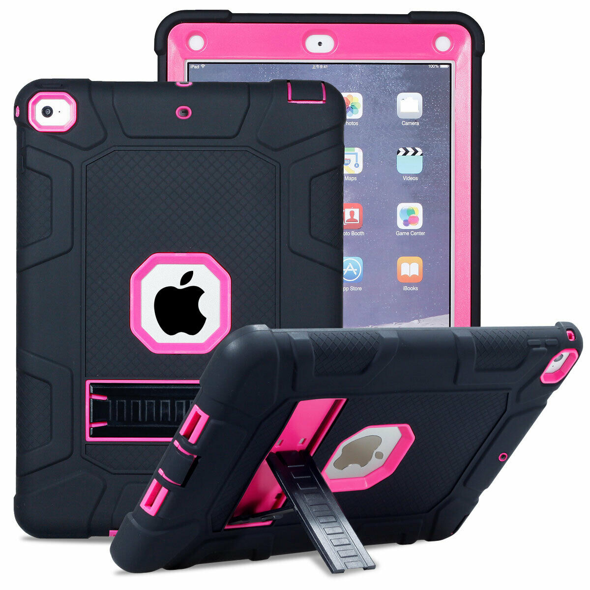 For iPad 2/3/4 Shockproof Rubber Stand Hard Case Cover