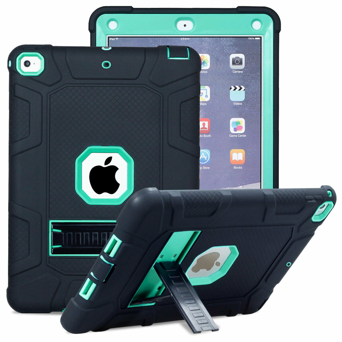 For iPad 5th 9.7'' 2018 Shockproof Rubber Stand Hard Case Cover