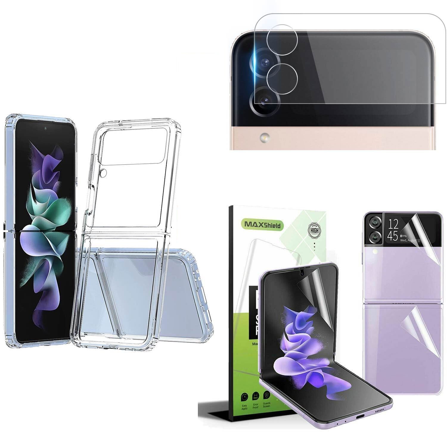 [Full SET] For Samsung Galaxy Z Flip 4 3 5G Case Shockproof Cover Screen Lens Protector