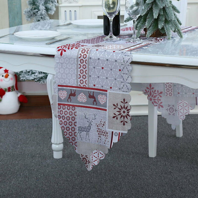 Christmas Table Runner Double Layer Cotton cloth Cover Home Party Decorations