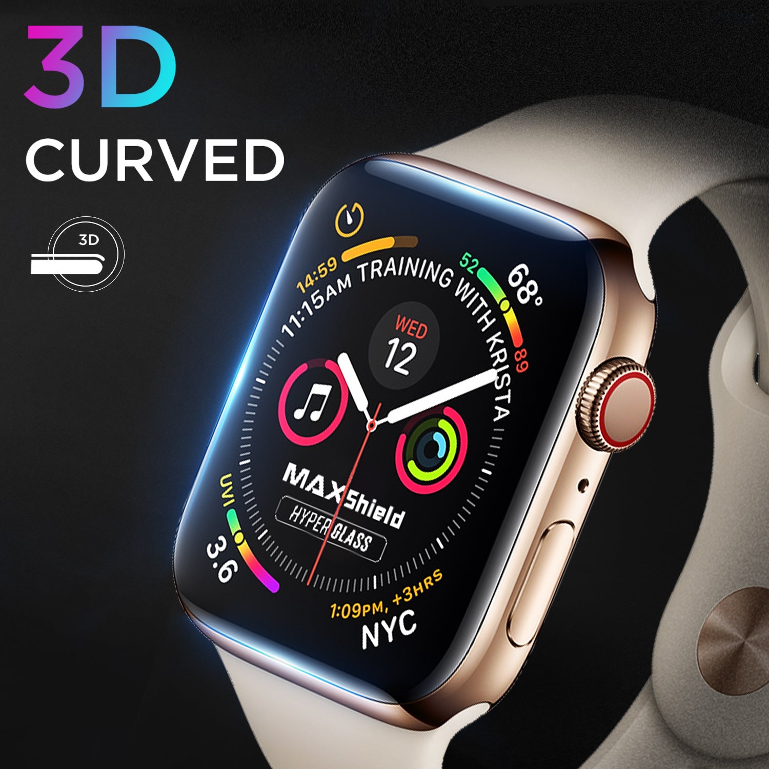 MaxShield Screen Protector for Apple Watch Series 1/2/3/4 44mm iWatch