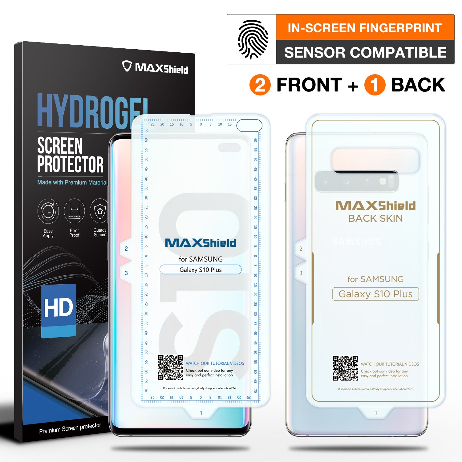 2x CASE FRIENDLY HYDROGEL Film Screen Protector for Samsung Galaxy S10 Plus