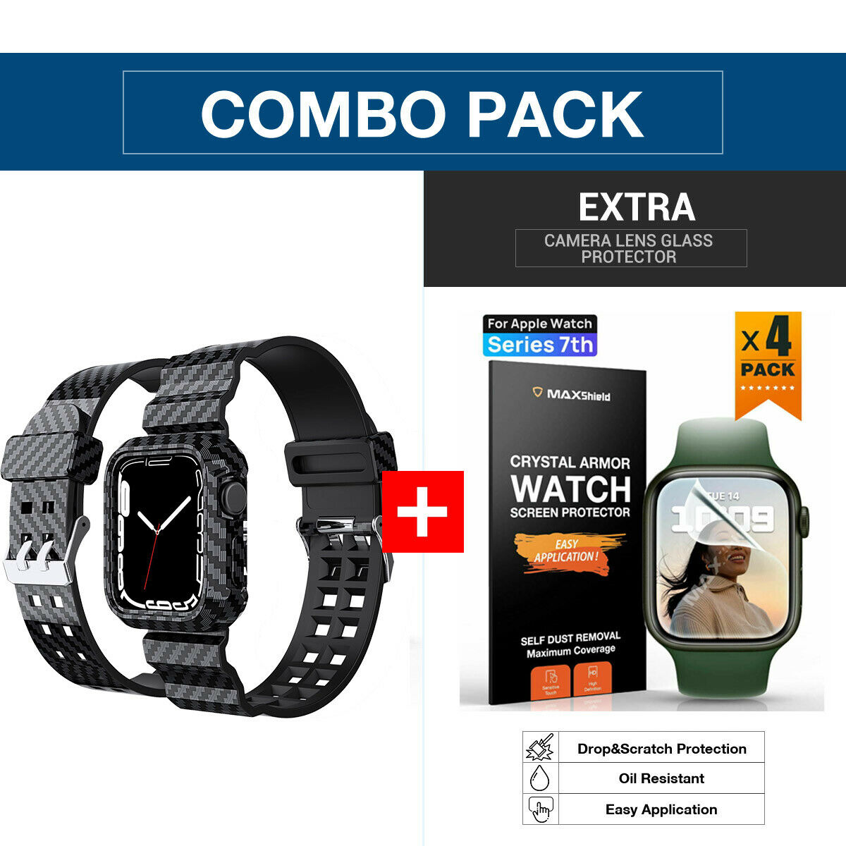 For Apple Watch 7 41 45 Band 360 Full Body Strap Case Cover Screen Protector