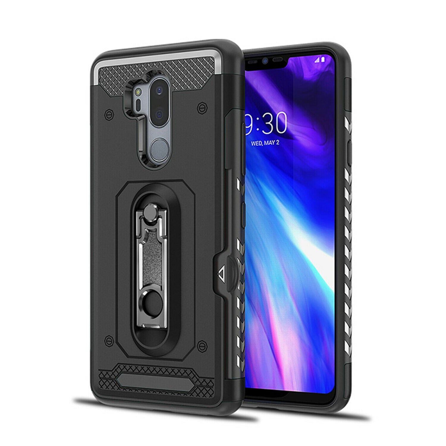 For LG G7 Case Hybrid TPU Heavy Duty Card Slot Stand Shockproof Cover