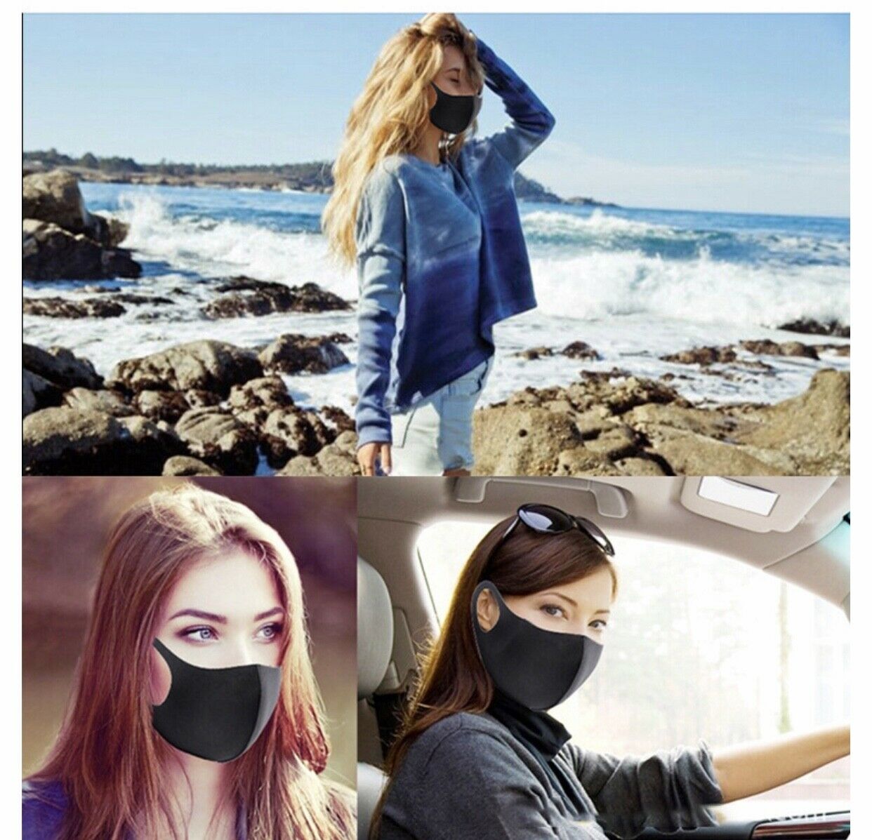 3Pcs Anti-Dust Masks Unisex Black Value Pack Face Mask Cycling Mouth Mask Muffle