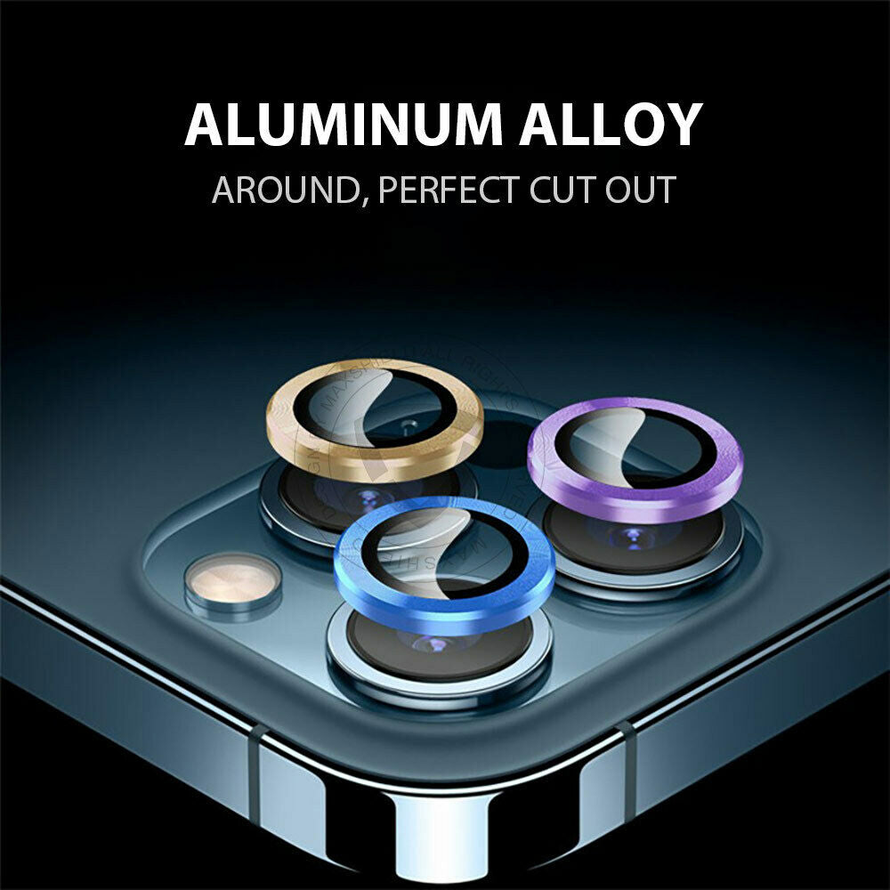For Apple iPhone 12 Pro Camera Lens Metal Ring Tempered Glass Protector