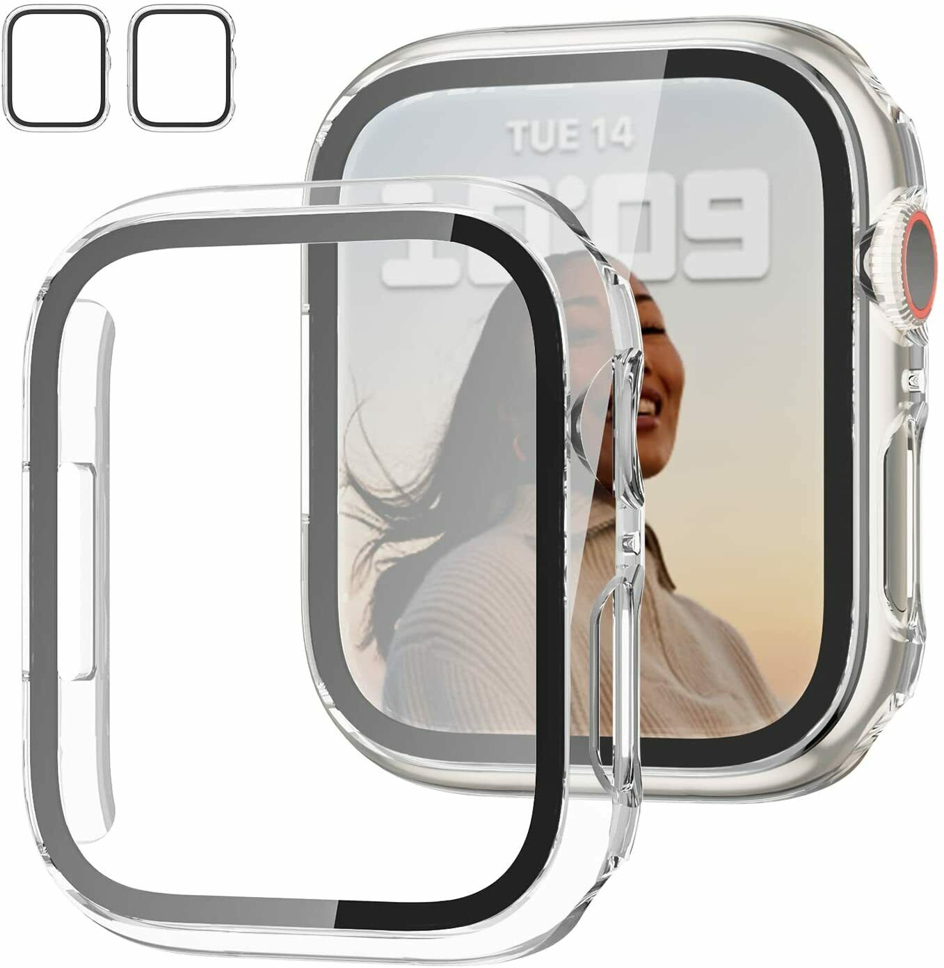 For Apple Watch iWatch Series7 Clear Case Full Cover Screen Protector 41/45mm
