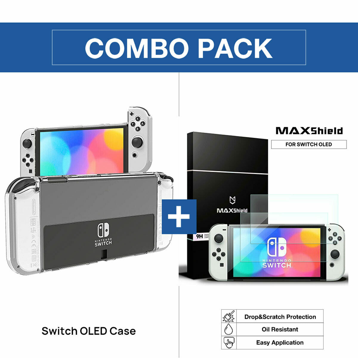 For Switch Nintendo OLED Console Clear Case Slim Heavy Duty Shockproof Hard Cover