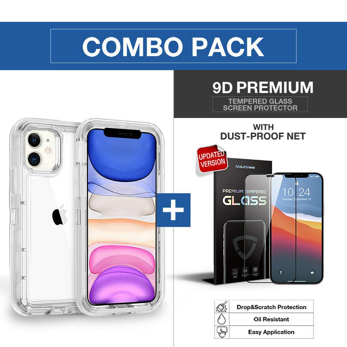 For iPhone 12 Pro Max Case Heavy Duty Shockproof 360 Full-body Clear Cover