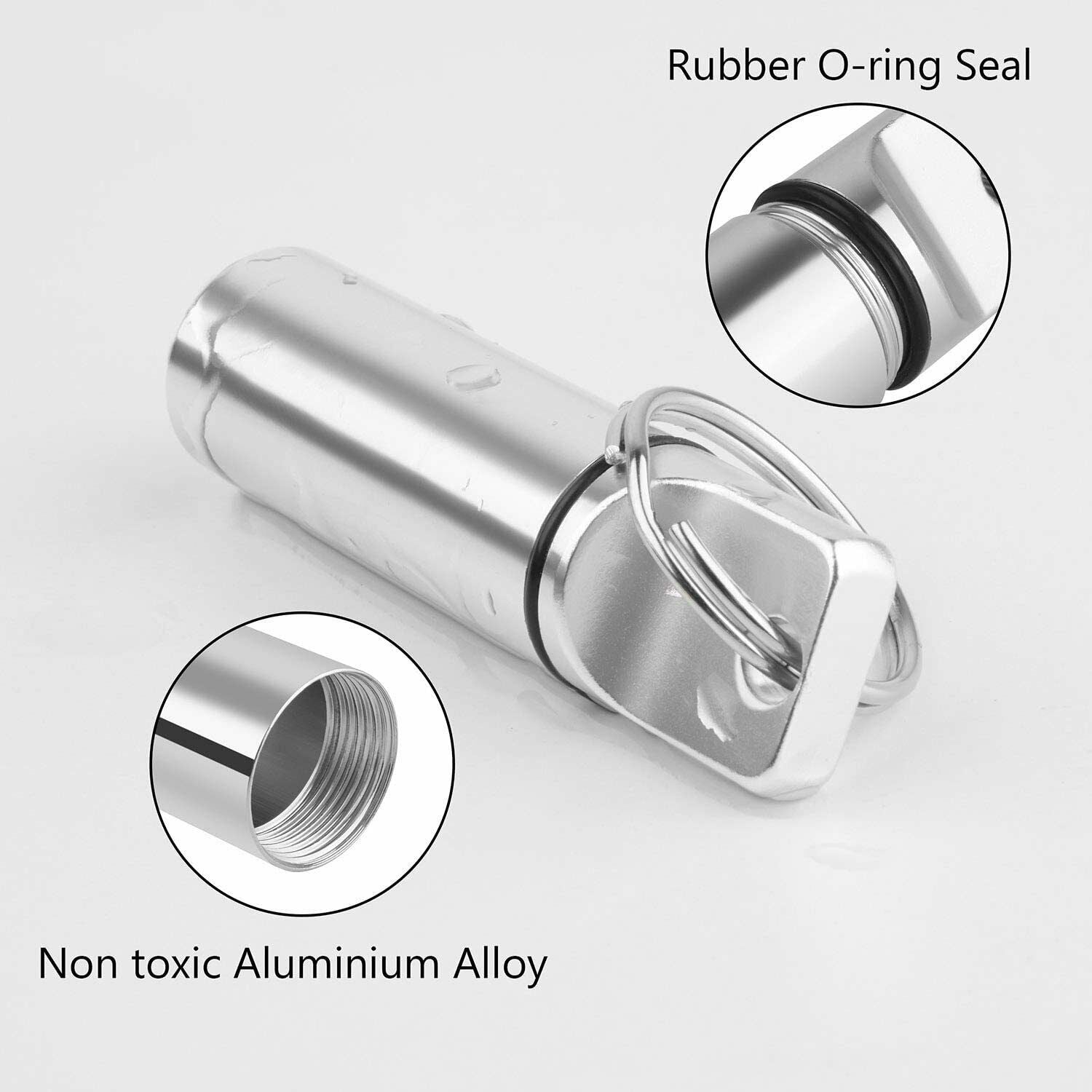 Mini Small Aluminum Pill Box Container Bottle Keyring Stash Waterproof Organiser