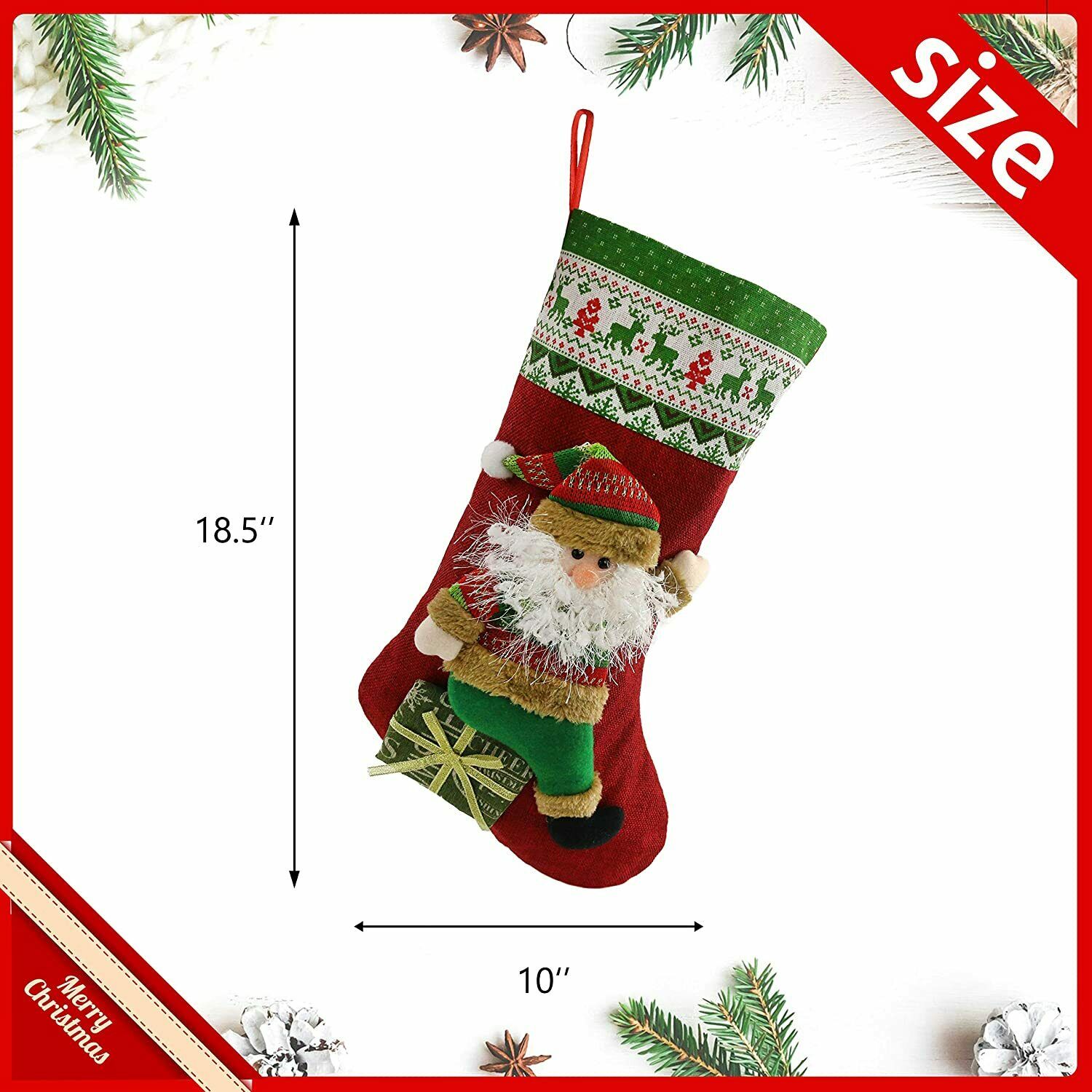 1/4 Christmas Socks Stockings Santa Gift Bags for Family Xmas Party Decorations