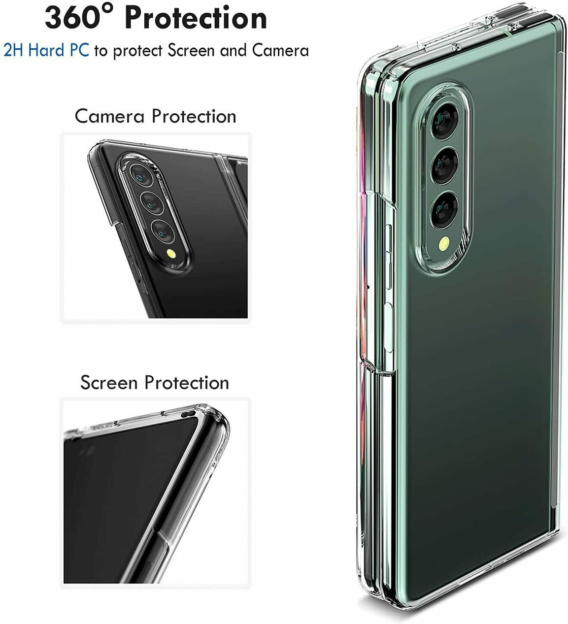 For Samsung Galaxy Z Fold 3 5G Case Premium Clear Heavy Duty Shockproof Cover