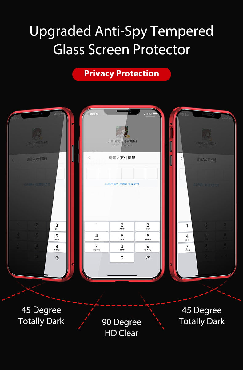 iPhone XR  Case Magnetic Metal Anti Spy Tempered Glass Cover