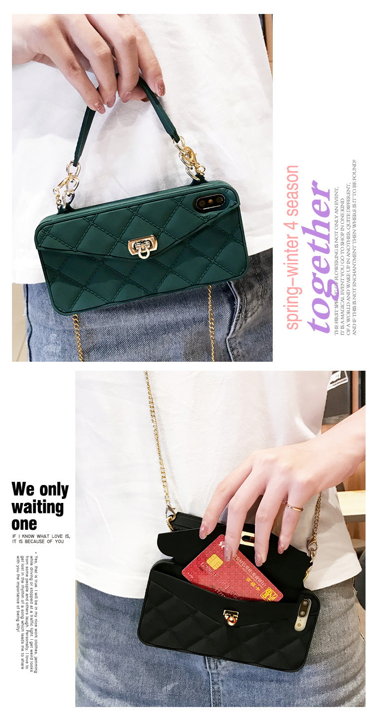 iPhone XS MAX Case Shoulder Strap Card Wallet Silicone Cover