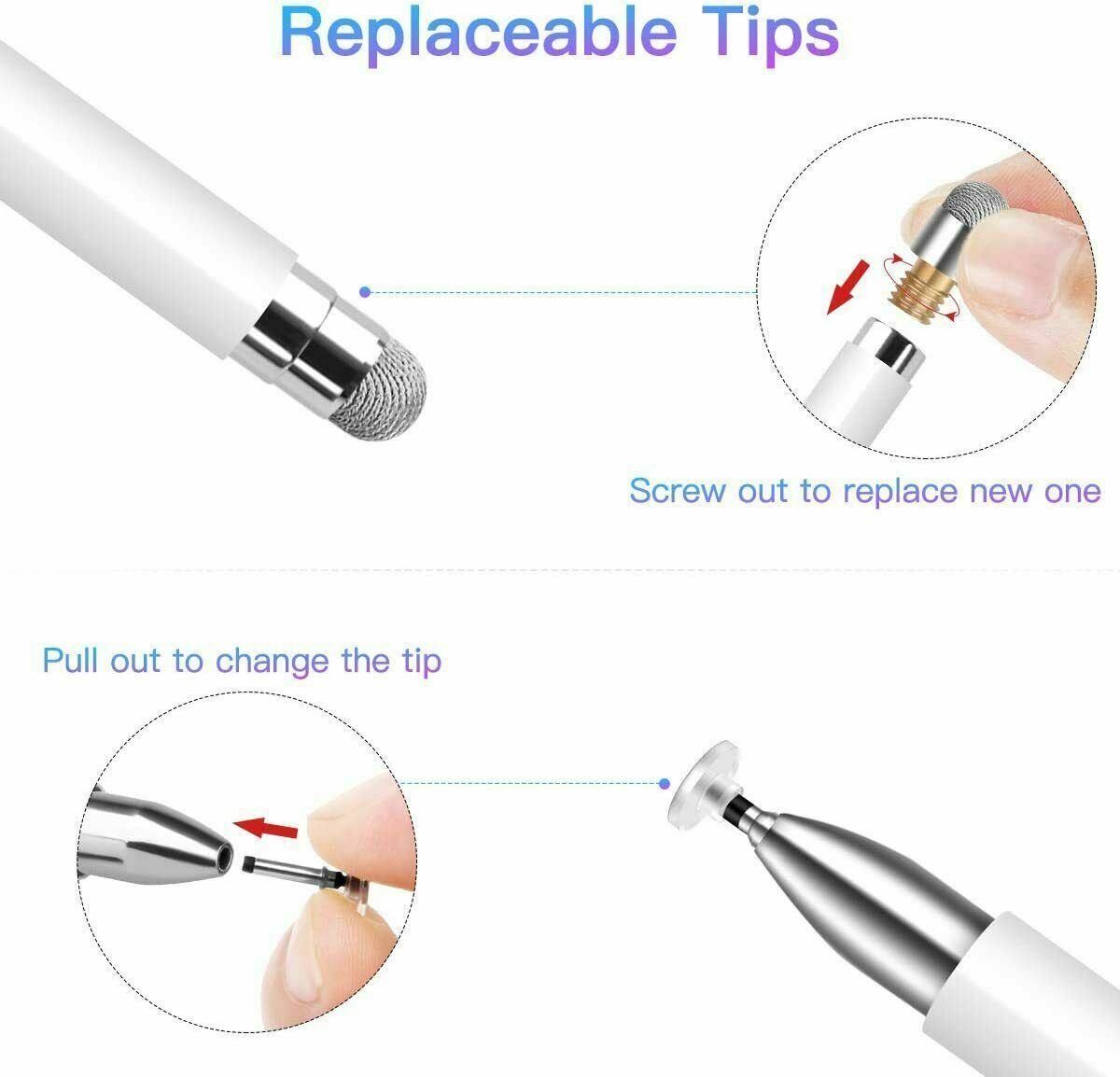 2/5/10 Pack Universal Replacement Disc Nibs Tips For Stylus Smart Pen Pad Pencil