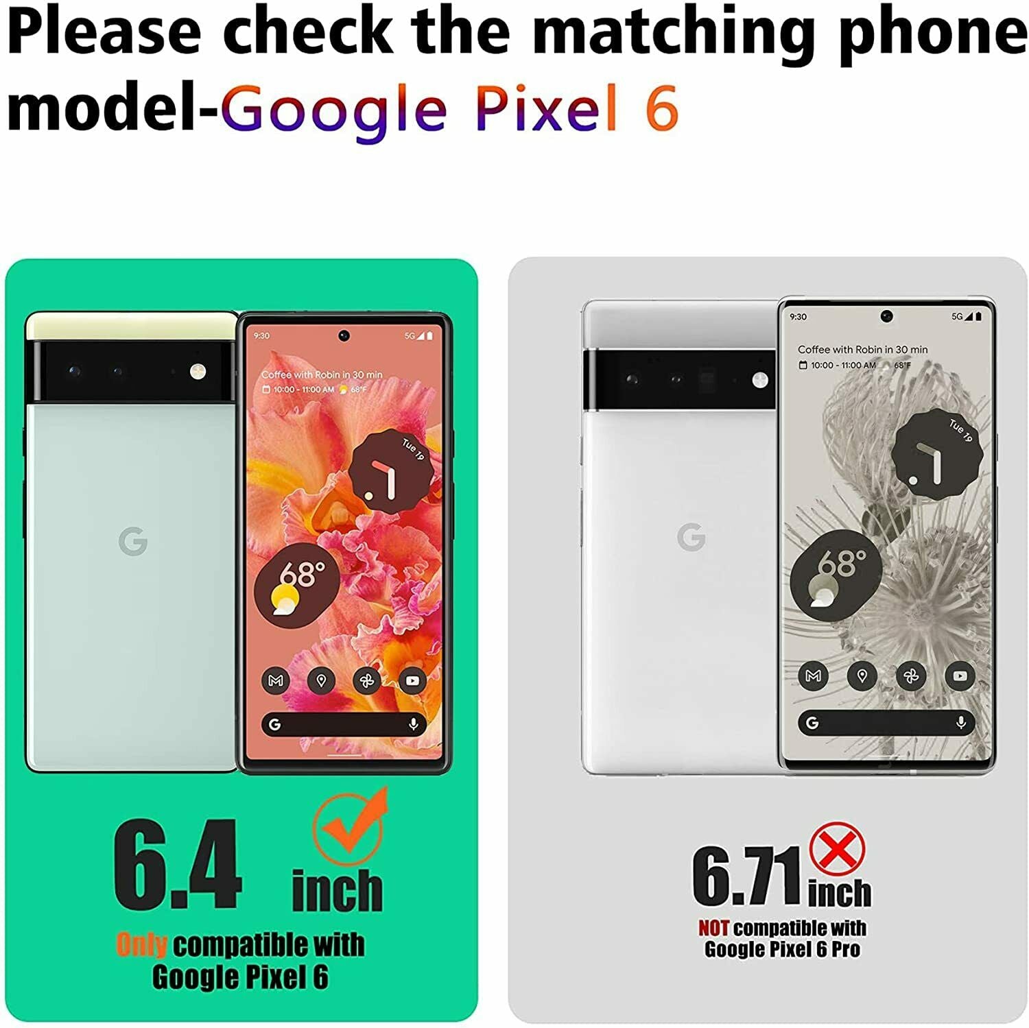 2 Pack Fr Google Pixel 6 Tempered Glass Screen Protector + Camera Lens Protector