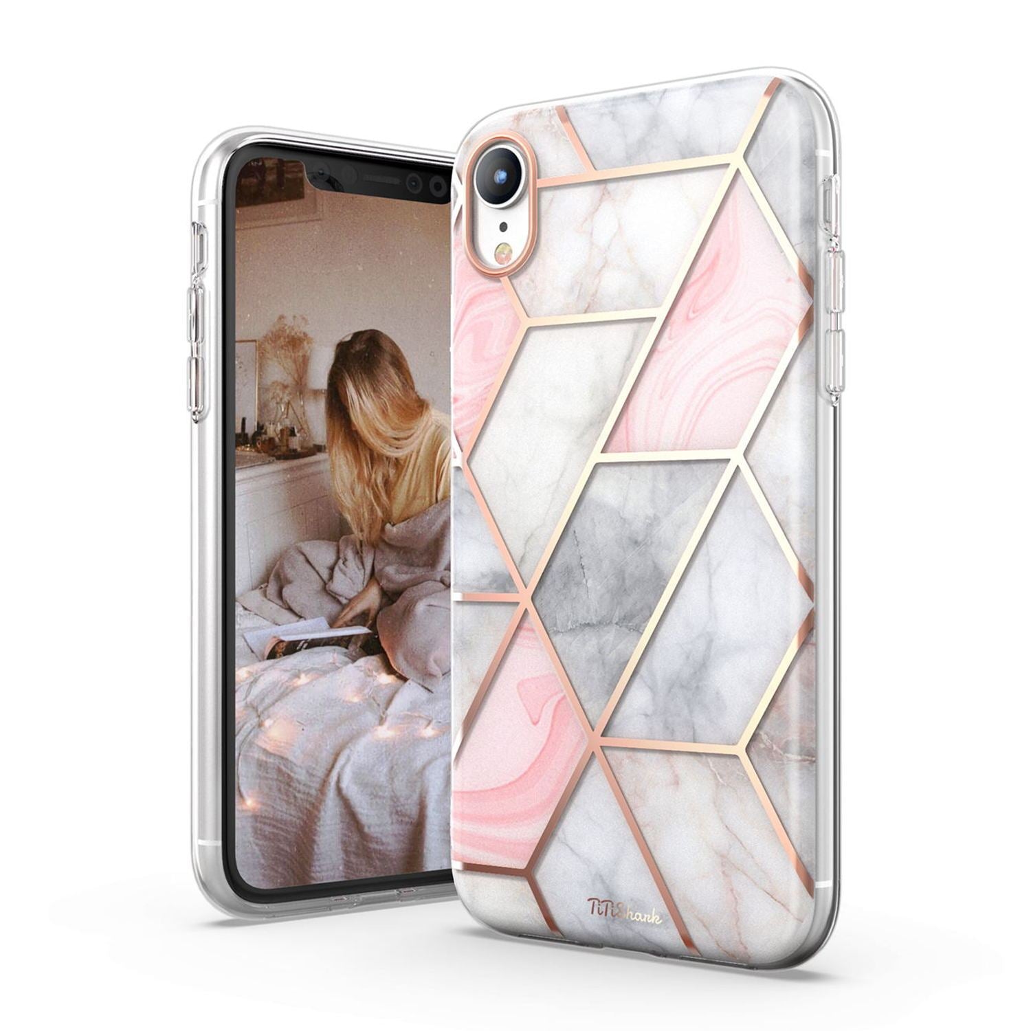 TiTiShark For iPhone 11/Pro/Max Case Clear Marble Shockproof Case