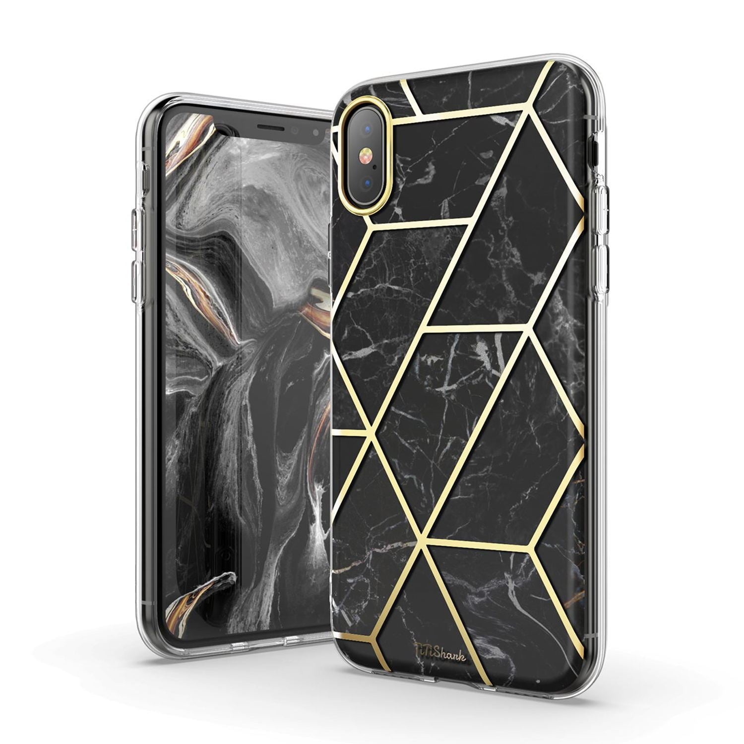For iPhone XsMAX Case TiTiShark  Clear Marble Shockproof Case
