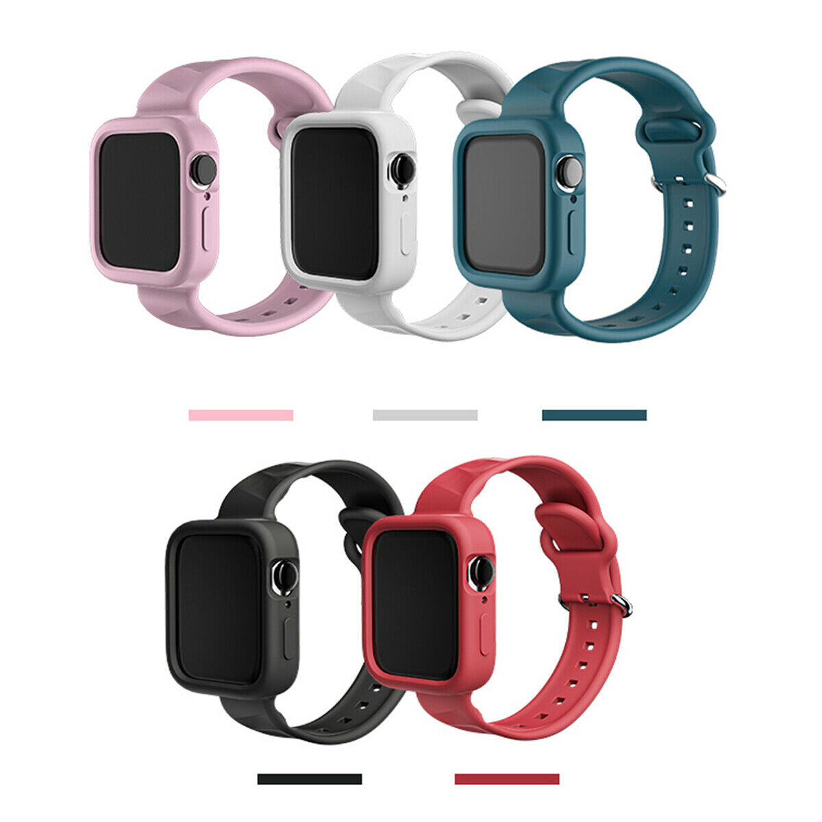 For Apple Watch iWatch Series SE 6 5 4 3 38/42mm Silicone Strap Case Cover Band