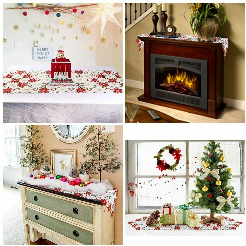 Christmas Table Runner Double Layer Cotton cloth Cover Home Party Decorations