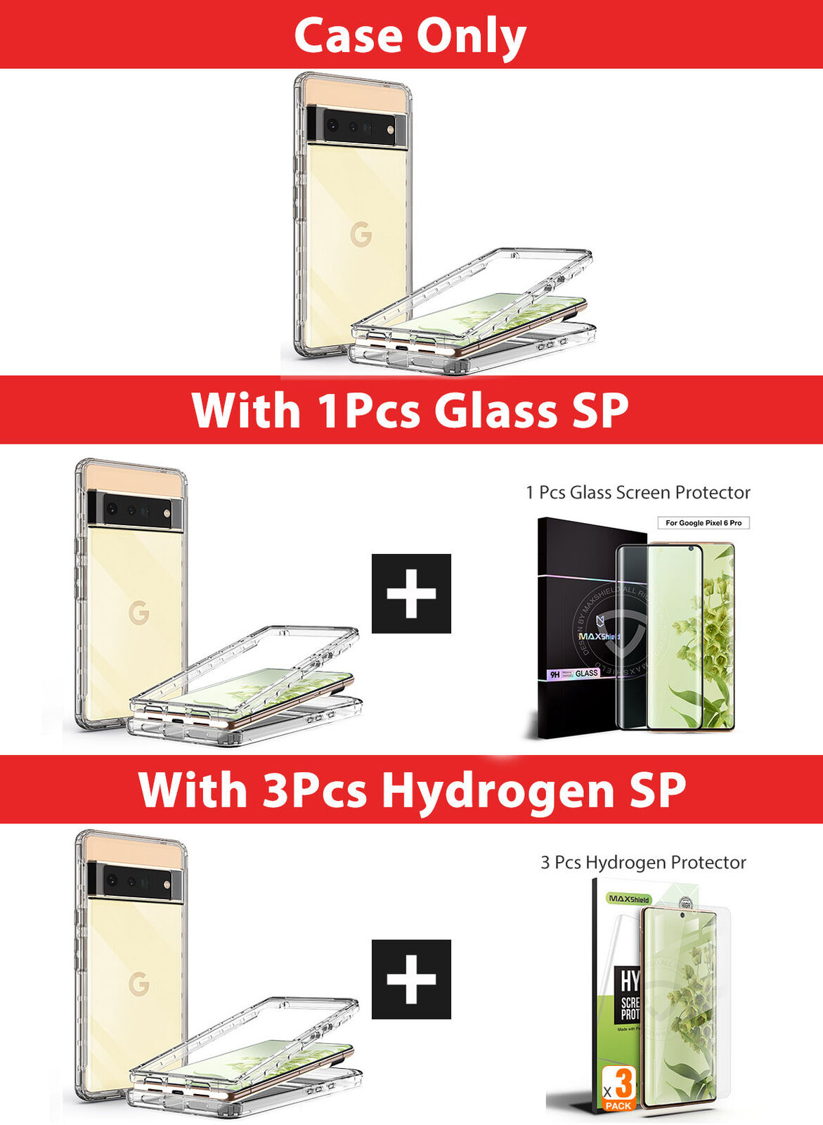 For Google Pixel 6 Pro Case Clear Shockproof Rugged Slim 360 Full Body Case Cover