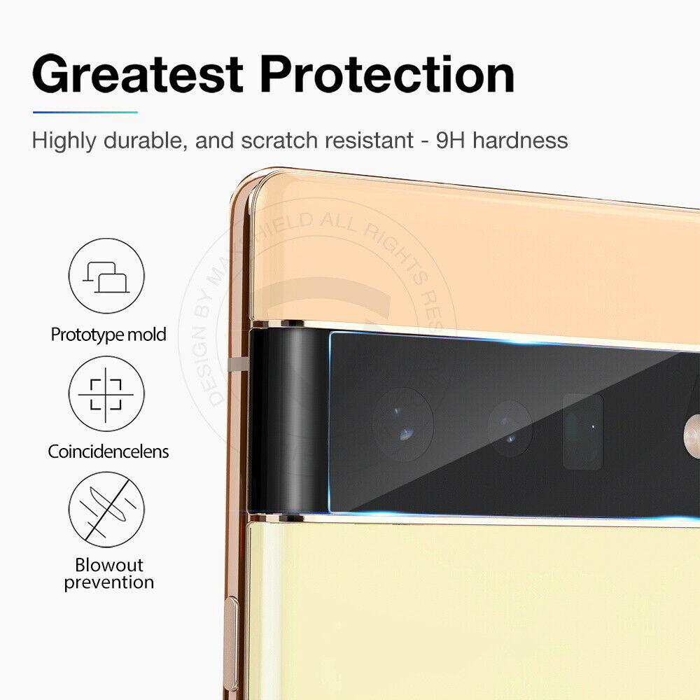 1/2 Pack For Google Pixel 6/6 Pro Tempered Glass Camera Lens Screen Protector