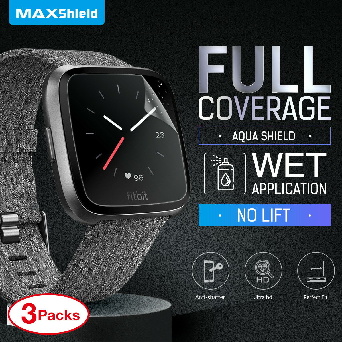 3 Pack For Fitbit Versa 3 2 Screen Protector Full Coverage Flexible Film