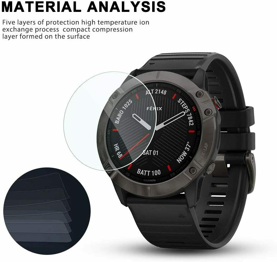 3 Pack Tempered Glass Screen Protector For Garmin Fenix 6X/6X Pro/6X Solar