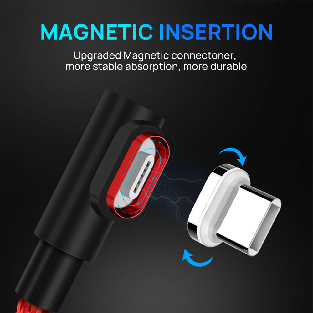 90 Degree 5A Type C Magnetic Data Charging Cable Fast Charger For iPhone