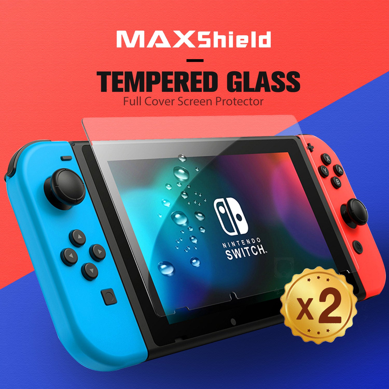 For Nintendo Switch/Lite Screen Protector MAXSHIELD 9H Full Cover Tempered Glass