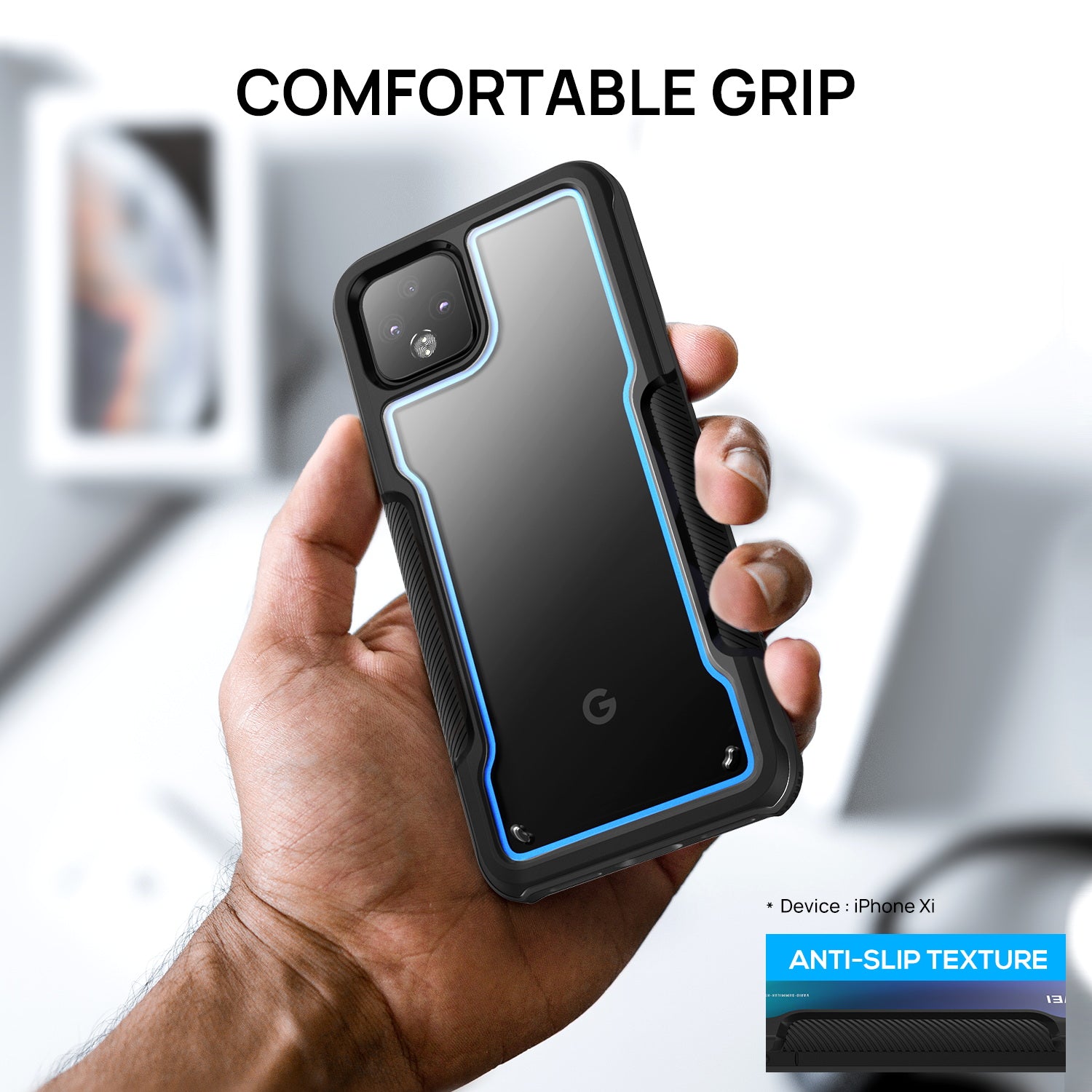 Pixel 4 Case MAXSHIELD Heavy Duty Shockproof Clear Slim Hybrid Cover