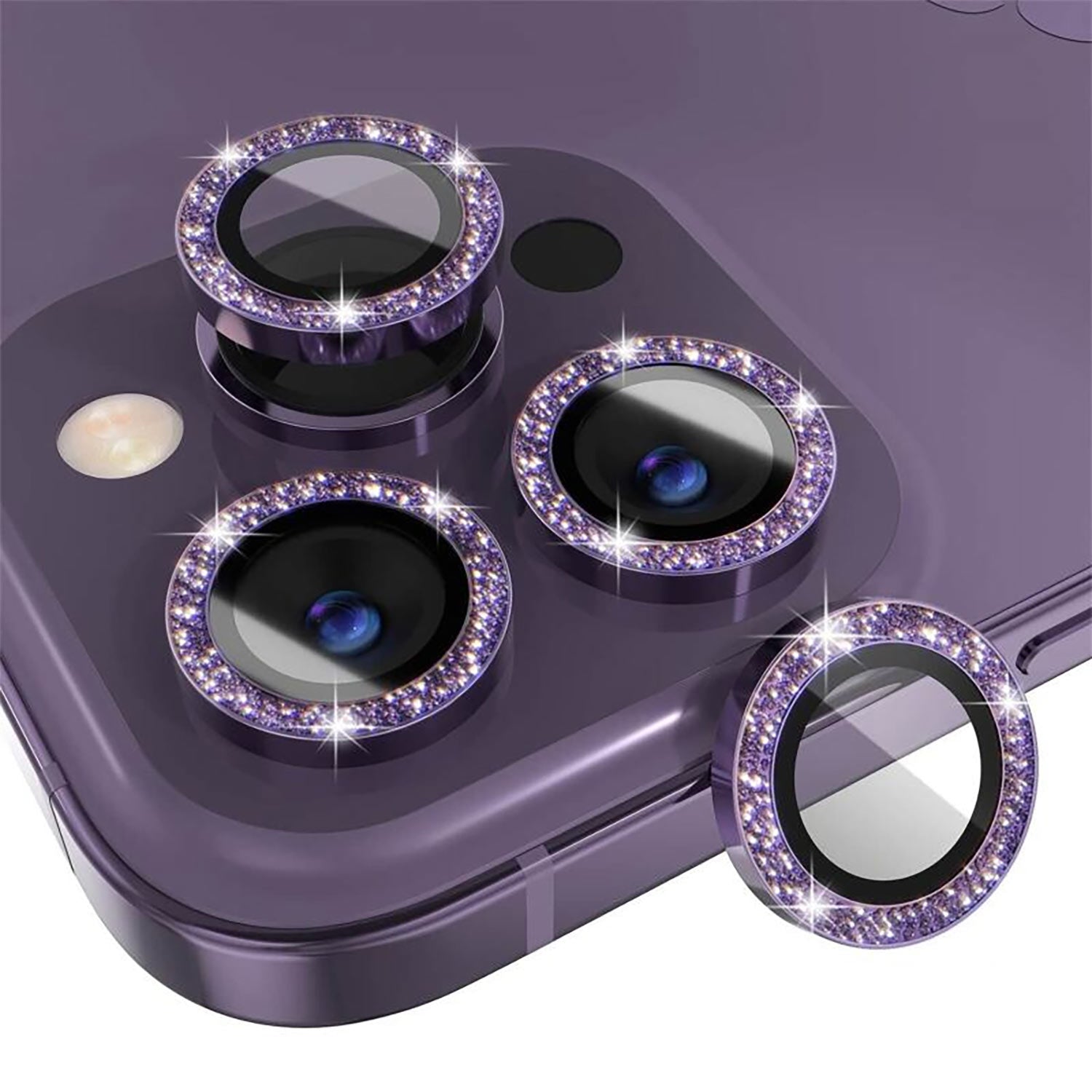 For iPhone 14 13 12 11 Pro Max Metal Camera Lens Glitter Cover Glass Protector