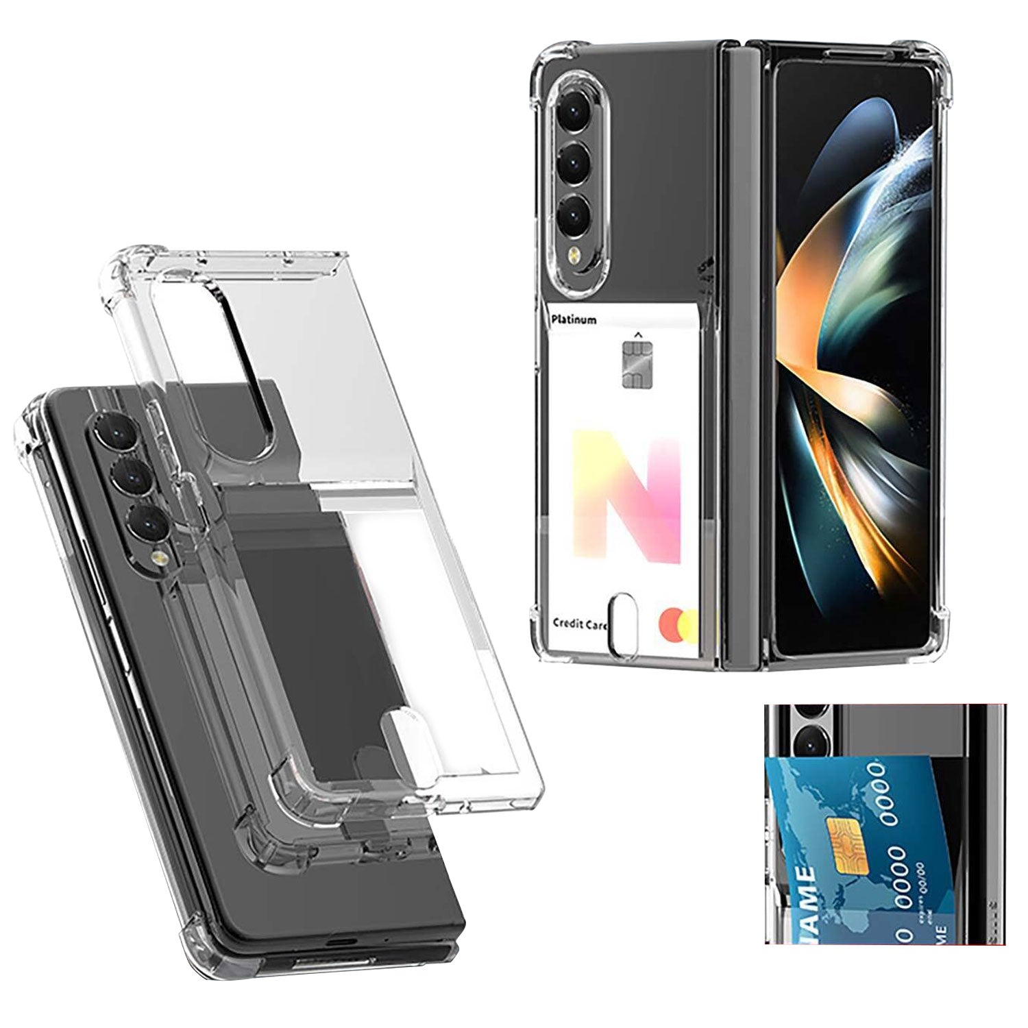 For Samsung Galaxy Z Fold 4 5G Case Clear Shockproof Card Holder Bumper Cover AU