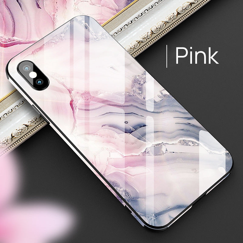 iPhone XS Case Shockproof Tough Glass Marble Soft Cover for Apple