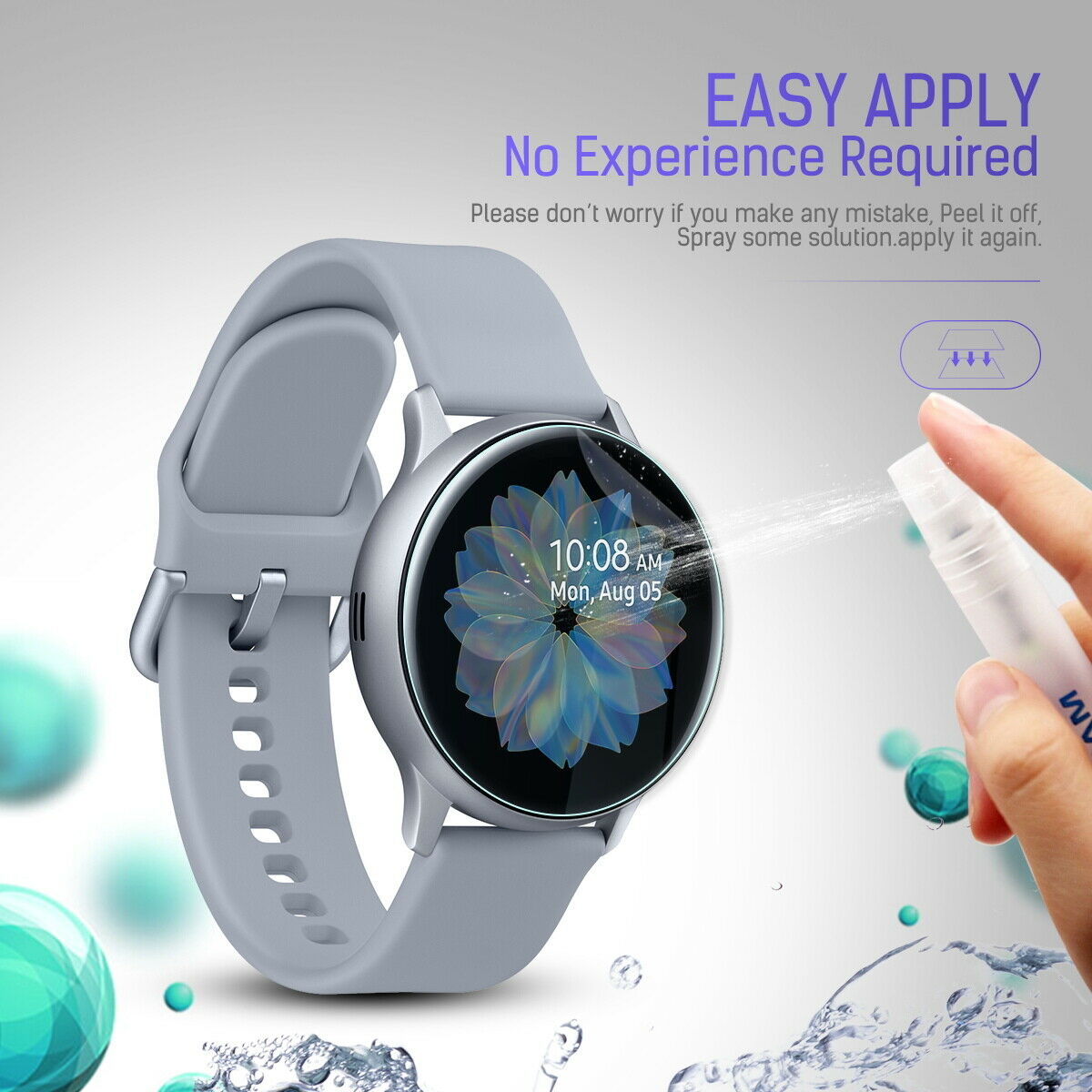 Maxsheld Samsung Galaxy Watch Active 2 40mm Full Coverage Waterproof Screen Protector