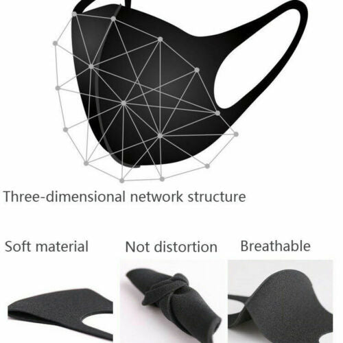 3Pcs Anti-Dust Masks Unisex Black Value Pack Face Mask Cycling Mouth Mask Muffle