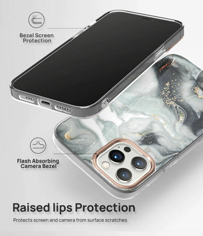 For Apple iPhone 12 Pro 6.1" Case Clear Slim Stylish Marble Shockproof Cover