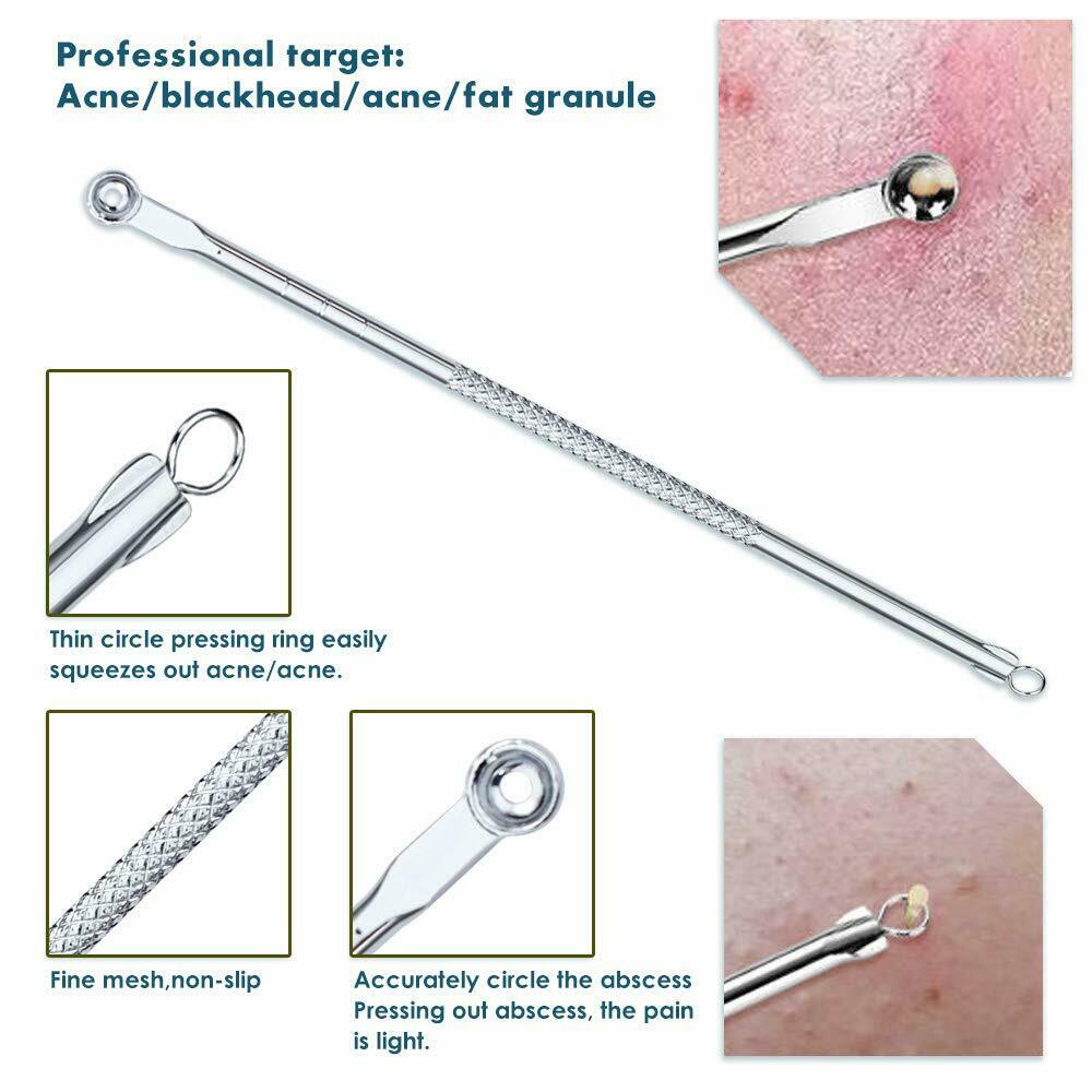 8pcs Blackhead Remover Tool Pimple Popper Pore Blemish Comedone Acne Cleaner Kit