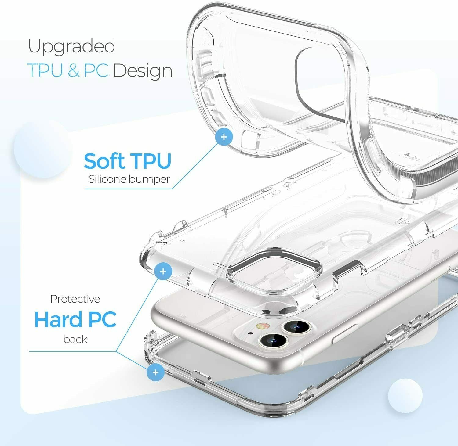 For iPhone 12 Pro Max Case Heavy Duty Shockproof 360 Full-body Clear Cover
