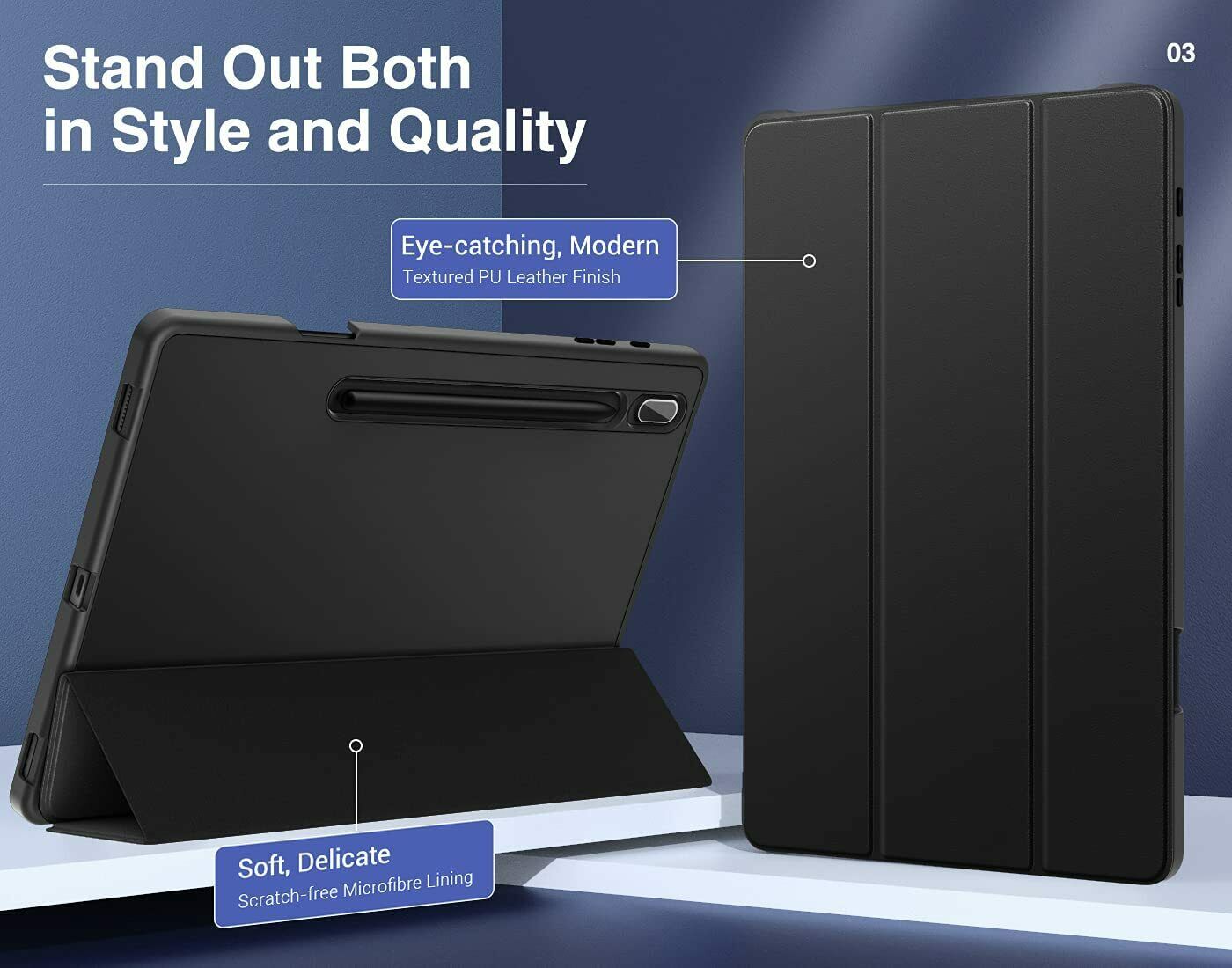 ForGalaxy Tab S7 FE  Case Smart Leather Magnetic Stand Case Cover With Pen holder