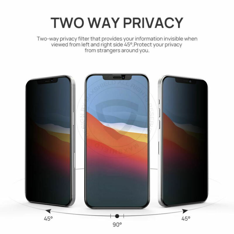 Privacy Anti-Spy Full Glass Tempered Screen Protector For iPhone 12 Mini