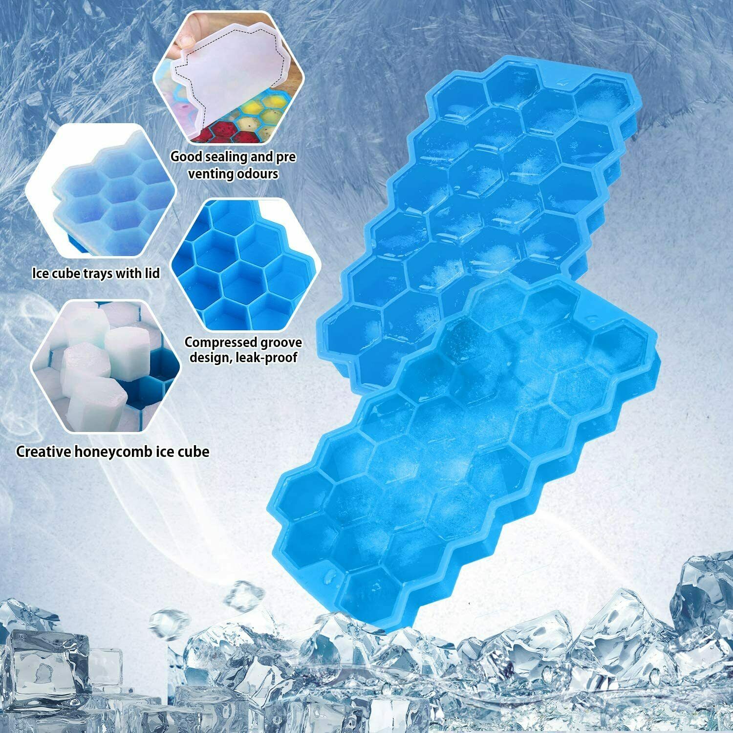 Ice Cube Tray Ball Maker Mould Mold Sphere Whiskey Lid Cube Bar Silicone DIY