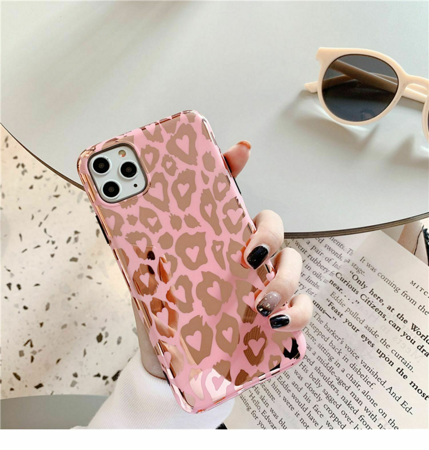 For iPhone 12 Pro leopard Clear Pink Panther Case Slim Shockproof Soft Cover