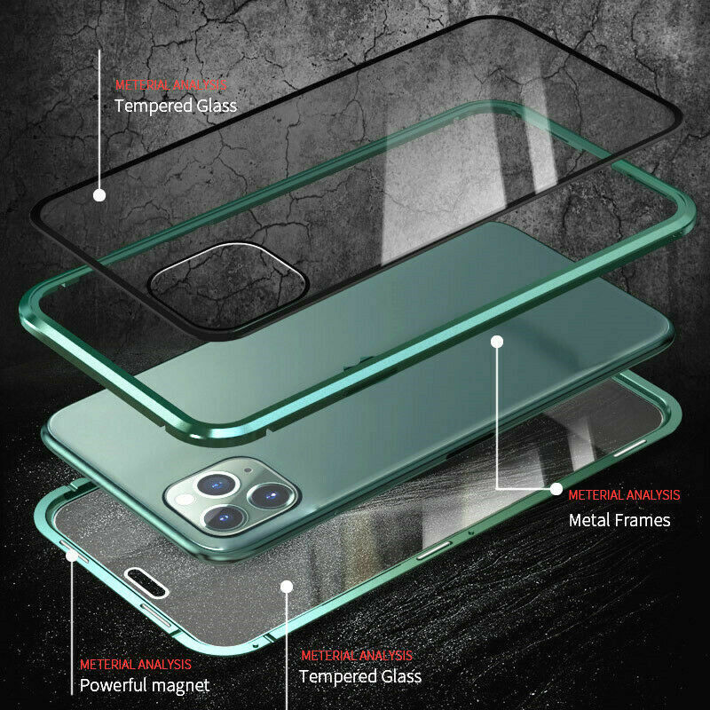 For iPhone 13 Pro Max Anti-Spy Case Magnetic Full Body 360 Tempered Glass Cover