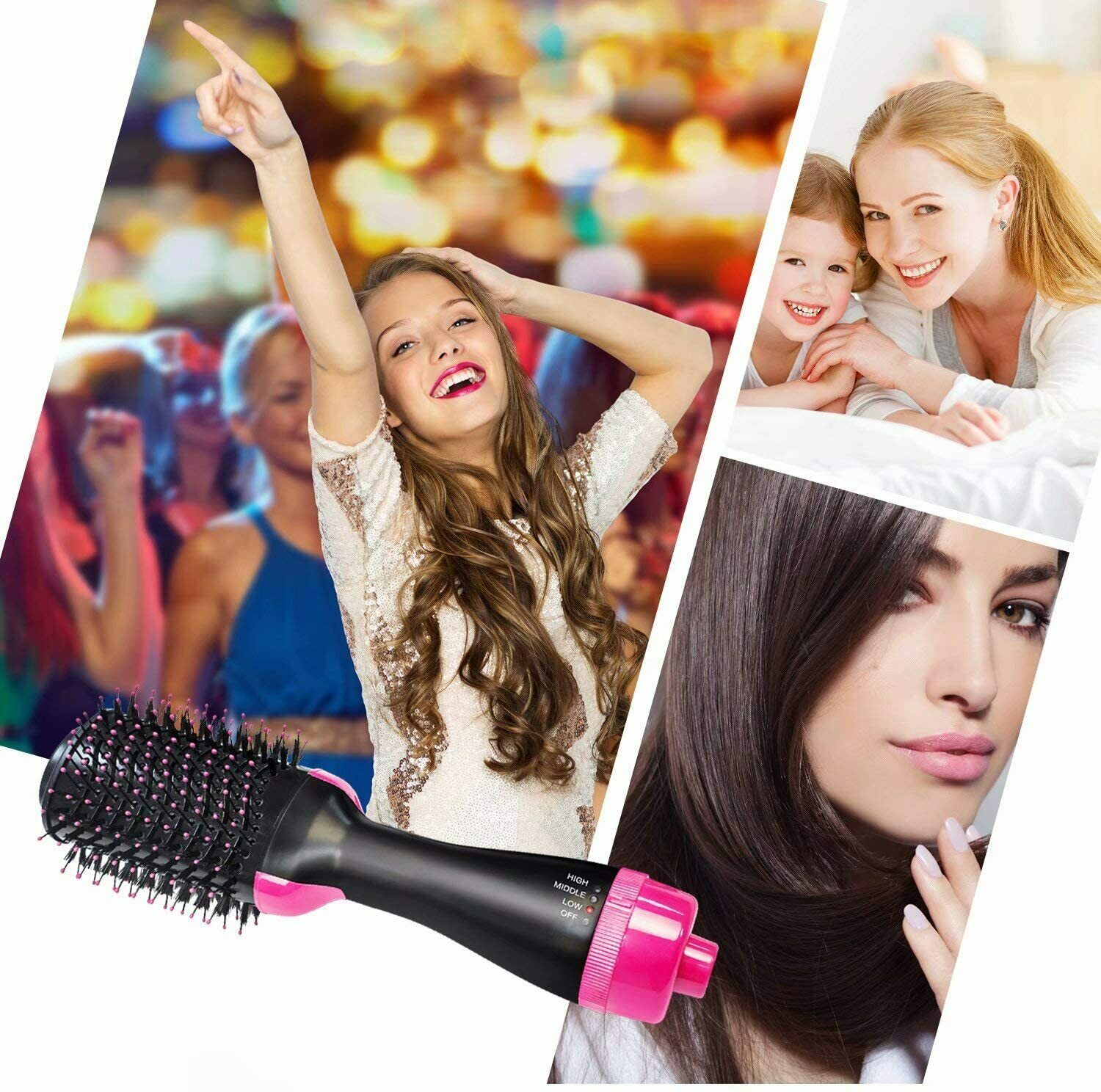 One-Step Hair Dryer 4in1 Styler Volumizer Straightener Curler Comb Hot Air Brush