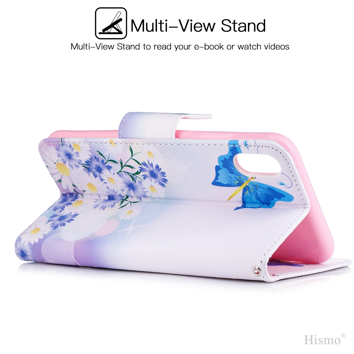 Samsung Galaxy A50 Wallet Leather Case Flip Magnetic Card Slot Cover-Blue Butterfly